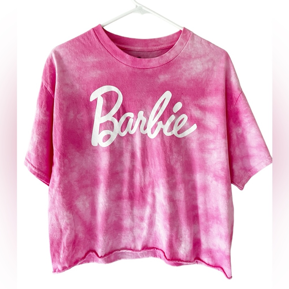 EUC Barbie Official License Pink Tie Dye Crop Top Size L